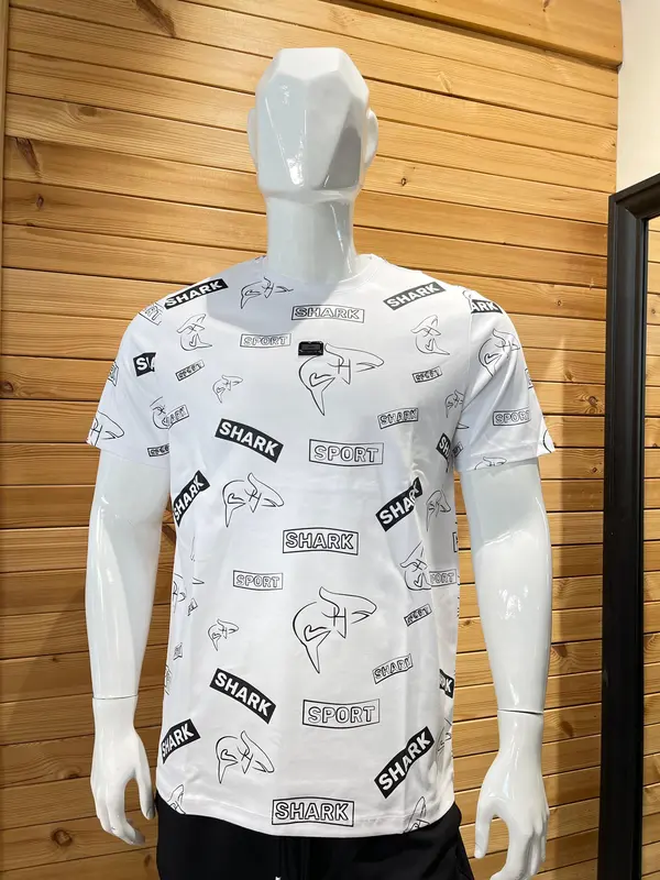 חולצת טי שירט שרוול קצר של shark sport בצבע לבן