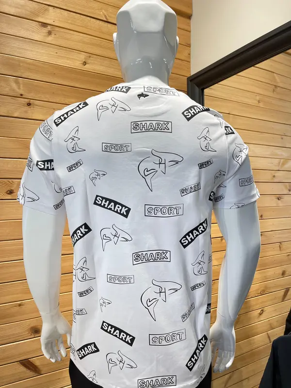 חולצת טי שירט שרוול קצר של shark sport בצבע לבן