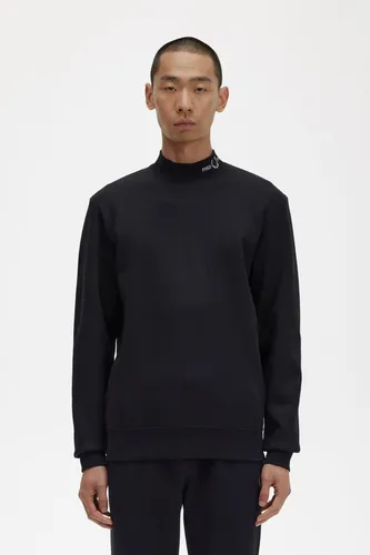 סווטשירט צווארון שחור ממותג FRED PERRY