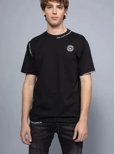 חולצת טישרט W jeans קצרה oversize גברים- שחור