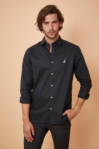 חולצה מכופתרת עם שרוולים ארוכים ולוגו נאוטיקה (Nautica) לגברים