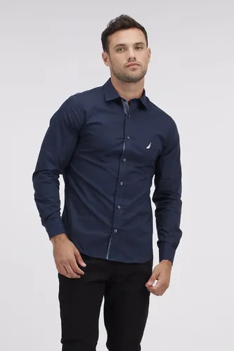 חולצה מכופתרת עם שרוולים ארוכים ולוגו נאוטיקה (Nautica) לגברים